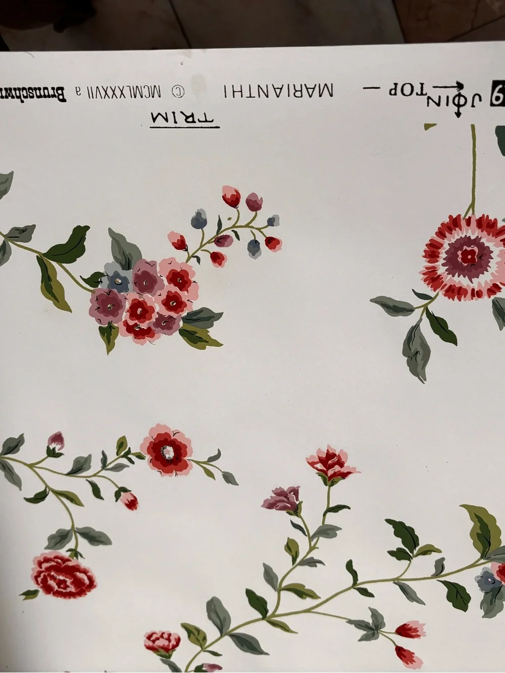 Brunschwig & Fils “Marianthi” hand printed Floral Wallpaper (1) One roll